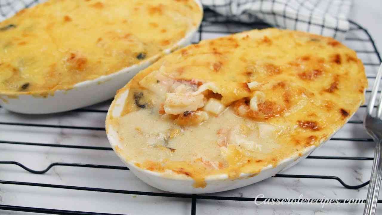 New England Seafood Casserole – Creamy, Cheesy Lobster, Haddock & Shrimp Bake - seafood